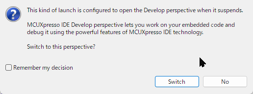Debugレイアウトへの変更ダイアログ